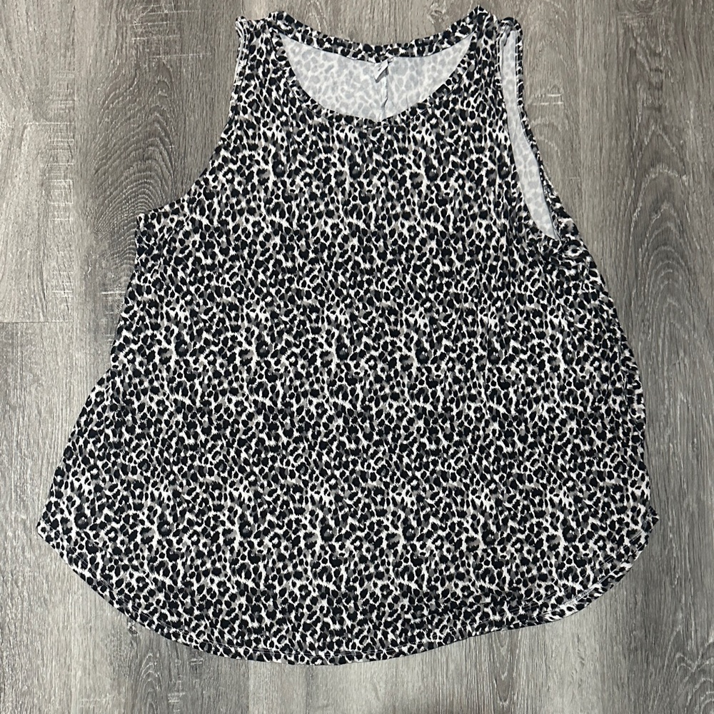 Old Navy Black and White Animal Print Tank Top